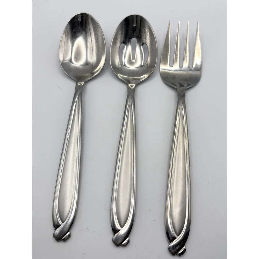 3 Serving Set Hampton Silversmiths CONCORDE Stainless Meat Fork Slotted‎ Spoon